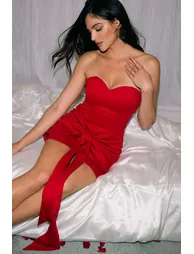 Knotted Strapless Sleeveless Mini Dress - 5