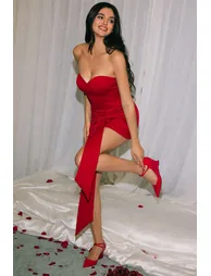 Knotted Strapless Sleeveless Mini Dress - 3