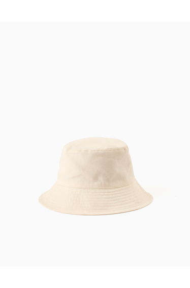 Twill Bucket Hat With Applied Bow For Babies And Girls, Light Beige