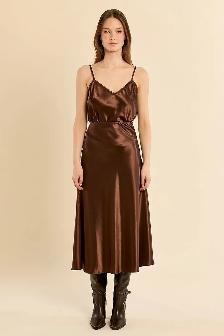 Satin Maxi Skirt - 1