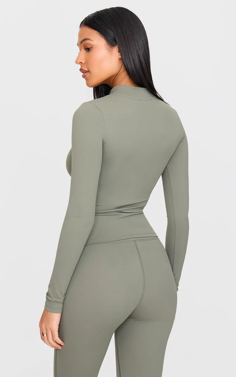 Tall Olive Basic Sculpt Zip Jacket - 2