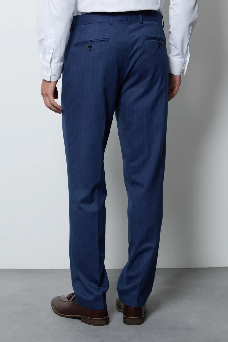 Royal Blue Textured Tailored Fit Suit Trousers - 2
