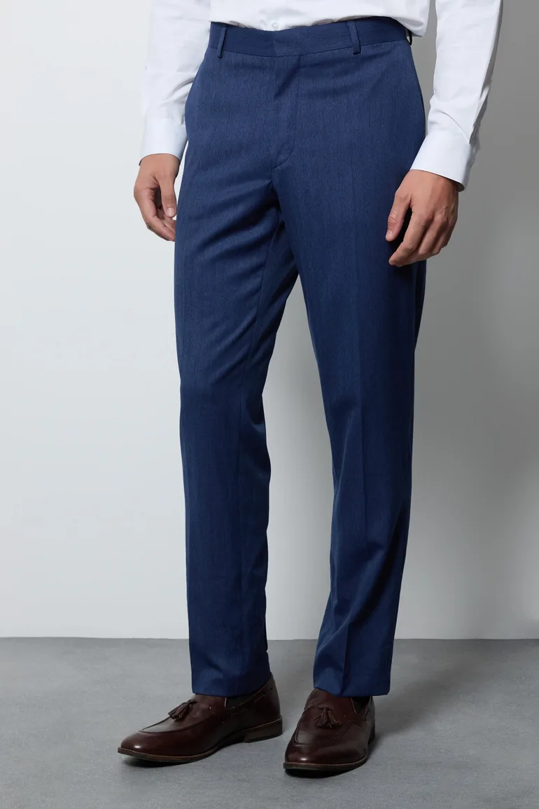 Royal Blue Textured Tailored Fit Suit Trousers