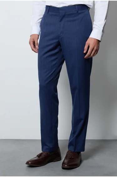 Royal Blue Textured Tailored Fit Suit Trousers