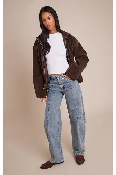 Tall Vintage Mid Rise Seam Detail Barrel Jeans