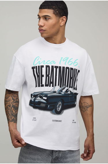 The Batmobile Oversized License Print T-shirt - white