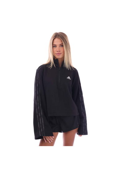Women's adidas Floral Graphic 3-Stripes Fleece Zip Hoodie in Black