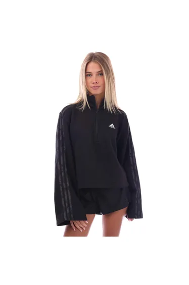 Women's adidas Floral Graphic 3-Stripes Fleece Zip Hoodie in Black