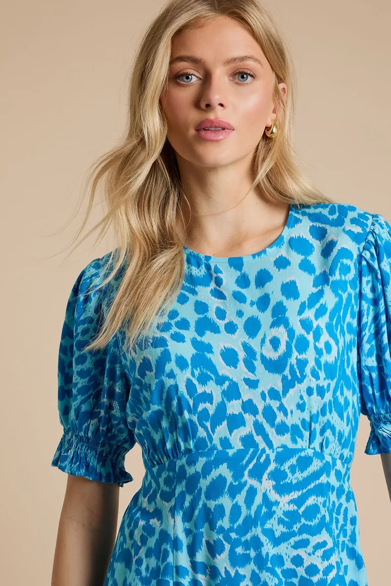 Animal Empire Seam Puff Sleeve Midi Dress - 3