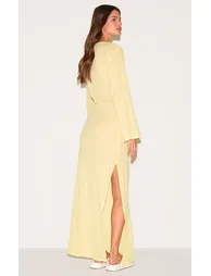 Lemon Textured Long Sleeve Maxi Dress - 2