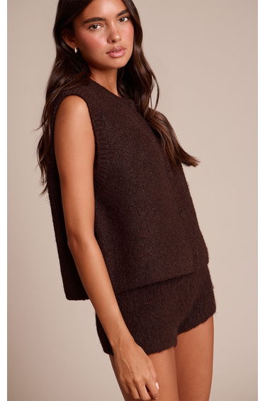 Chocolate Brushed Knit Shorts
