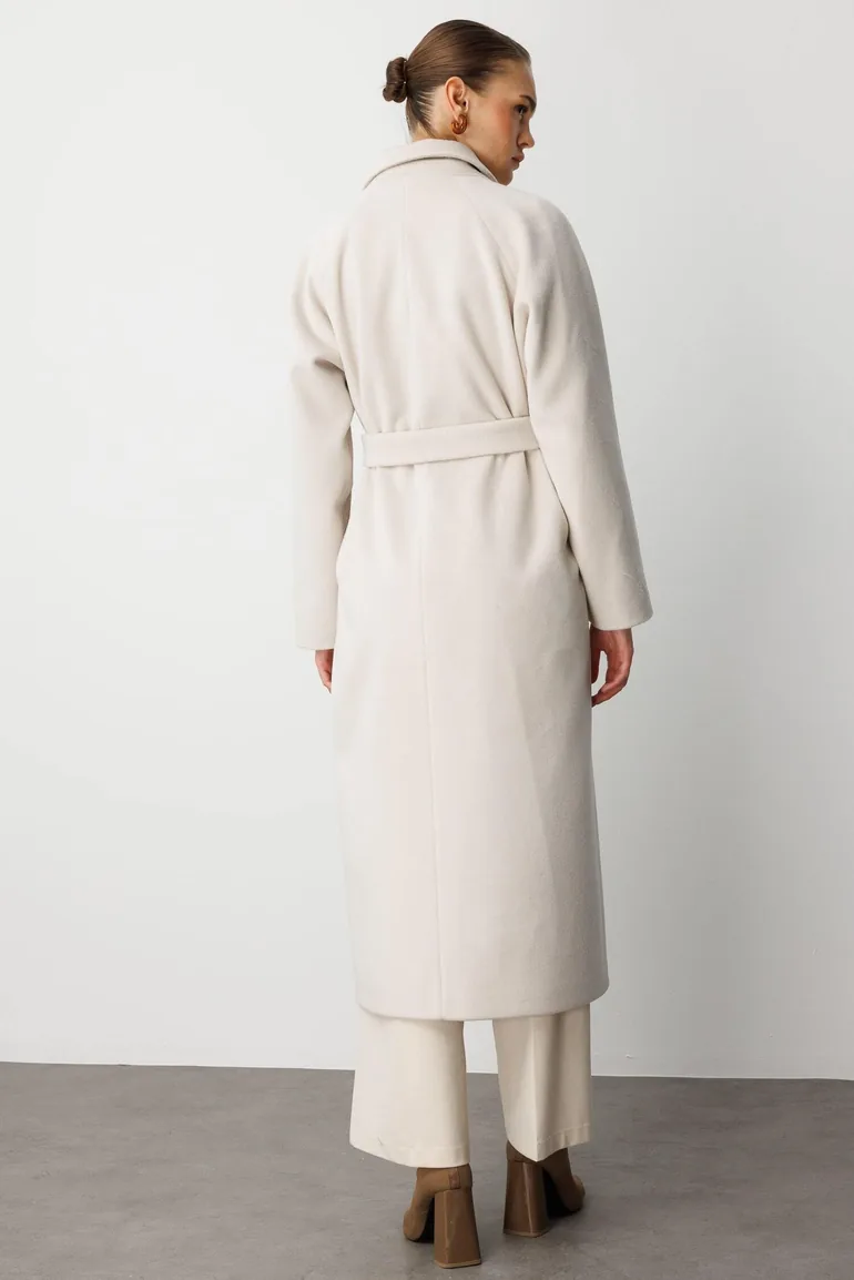 Mizalle Classic Long Wool Cashmere Coat - 4