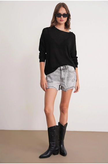 Mixray Oversize Drop Shoulder Knit Sweater