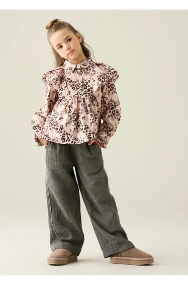 Elle Cape Collar Animal Print Shirt