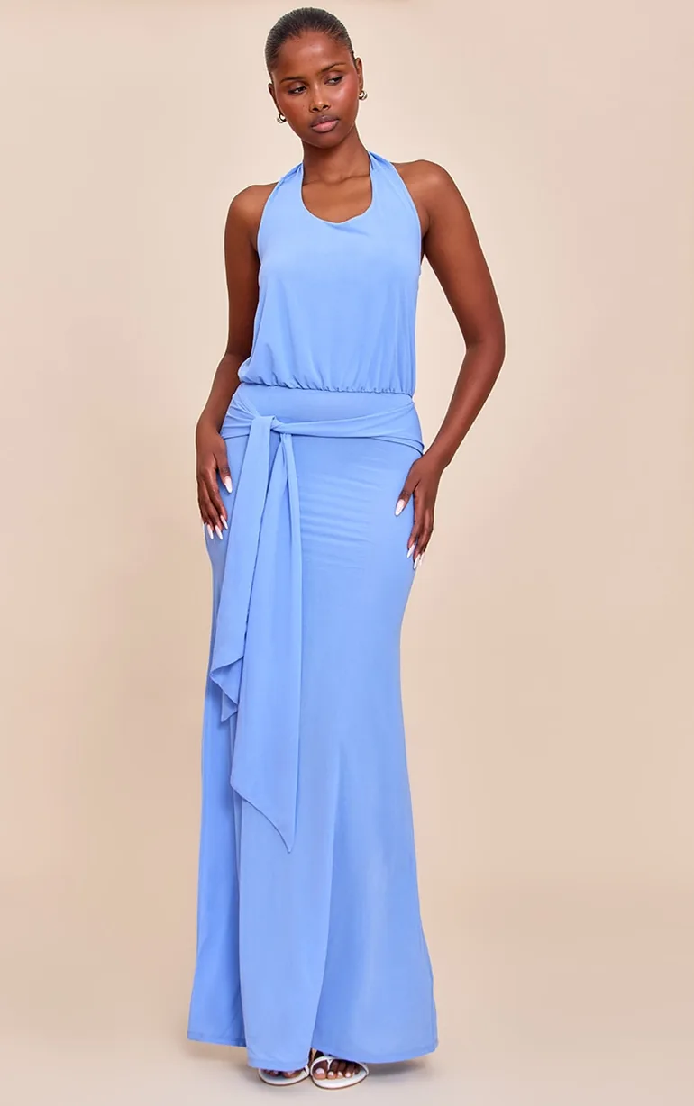 women's royal blue cocktail dress Blue Satin Keyhole Dress – JPosh Apparel main image 1