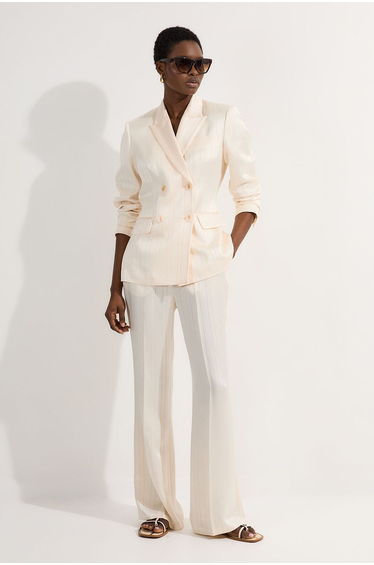 Petite Satin Stripe Tailored Straight Leg Trouser