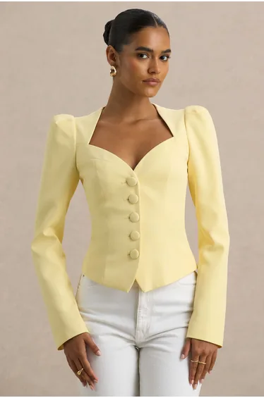 Olympia | Lemon Sweetheart-Neck Tailored Top