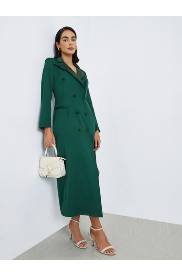 Green Double Breasted Blazer Dress