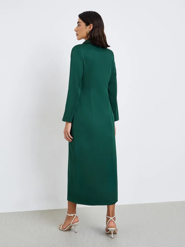 green double breasted blazer dress MUSE PINE GREEN BLAZER DRESS