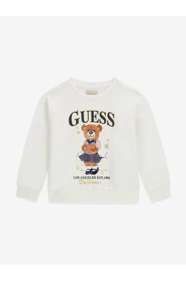 Guess Girls Bear Logo Sweatshirt in Ivory