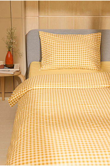 Single Easy Ironable Gingham Patterned Duvet Cover Set 160x220cm