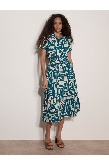 Geo Grecian Shirt Midi Dress