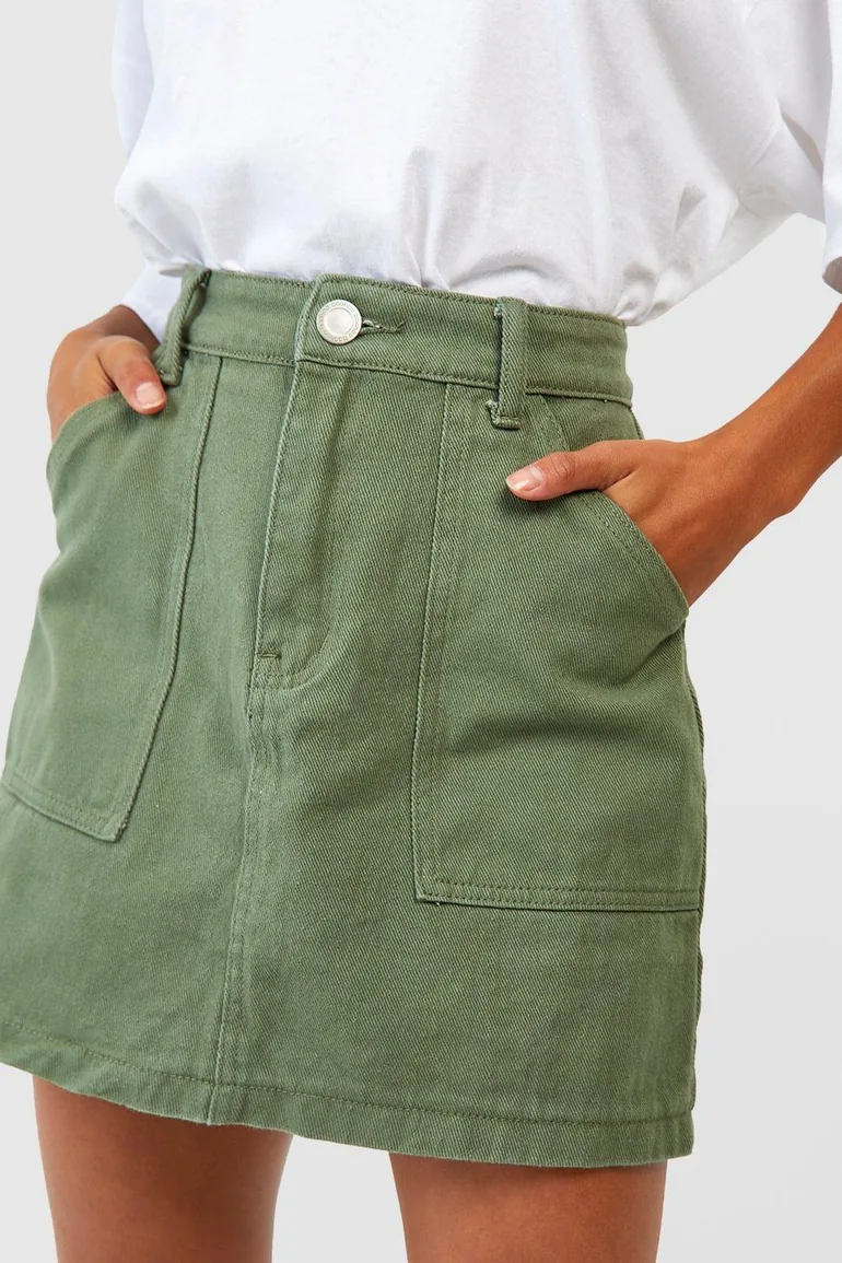Petite Cargo Mini Skirt - khaki - 3