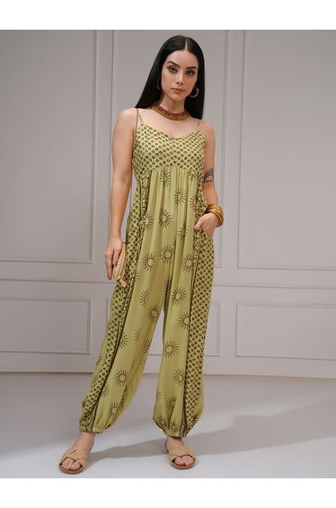 Women Multi-Colored Wide Leg Printed Jumpsuit