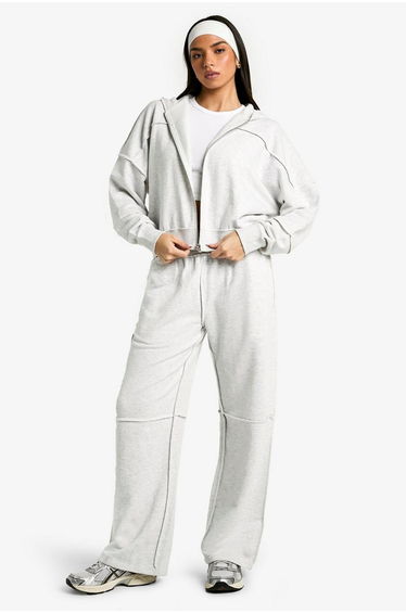Exposed Seam Wide Leg Jogger - ash grey