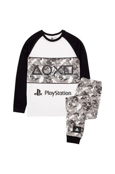 Playstation Boys Gaming Camo Pyjama Set - Black/Grey/White