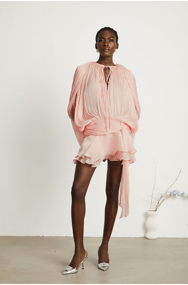 Eugénie Pink Fully Pleated Ruffled Mini Dress