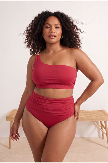 Burgundy Chlorine&Water Resistant Long Lasting Lycra ® Xtra Life Large Size Bikini Bottom