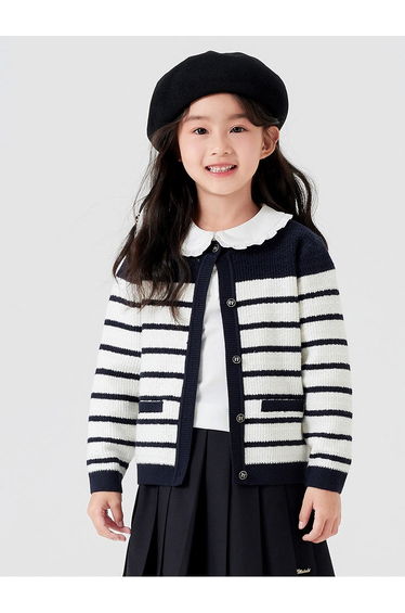 Girls' Striped Knitted Cardigan
