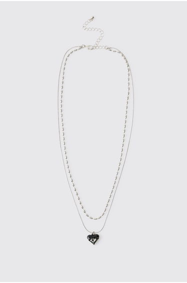 Heart Layered Necklace - silver