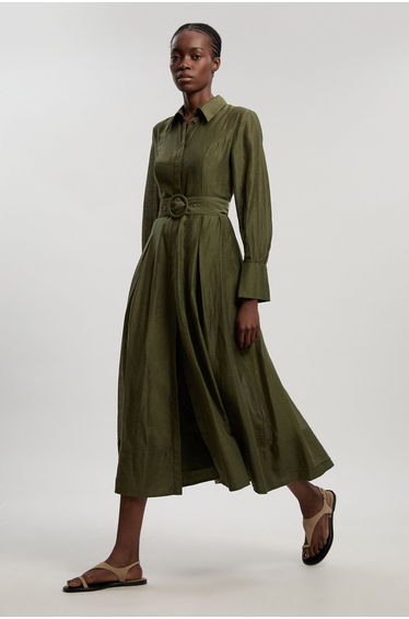 Petite Organdie Woven Midi Shirt Dress