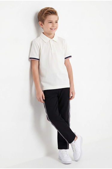 Ecru Color Block Boy's Knitted Bottom - Top Set