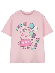 Peppa Pig Girls Party Time Short-Sleeved T-Shirt - Pink