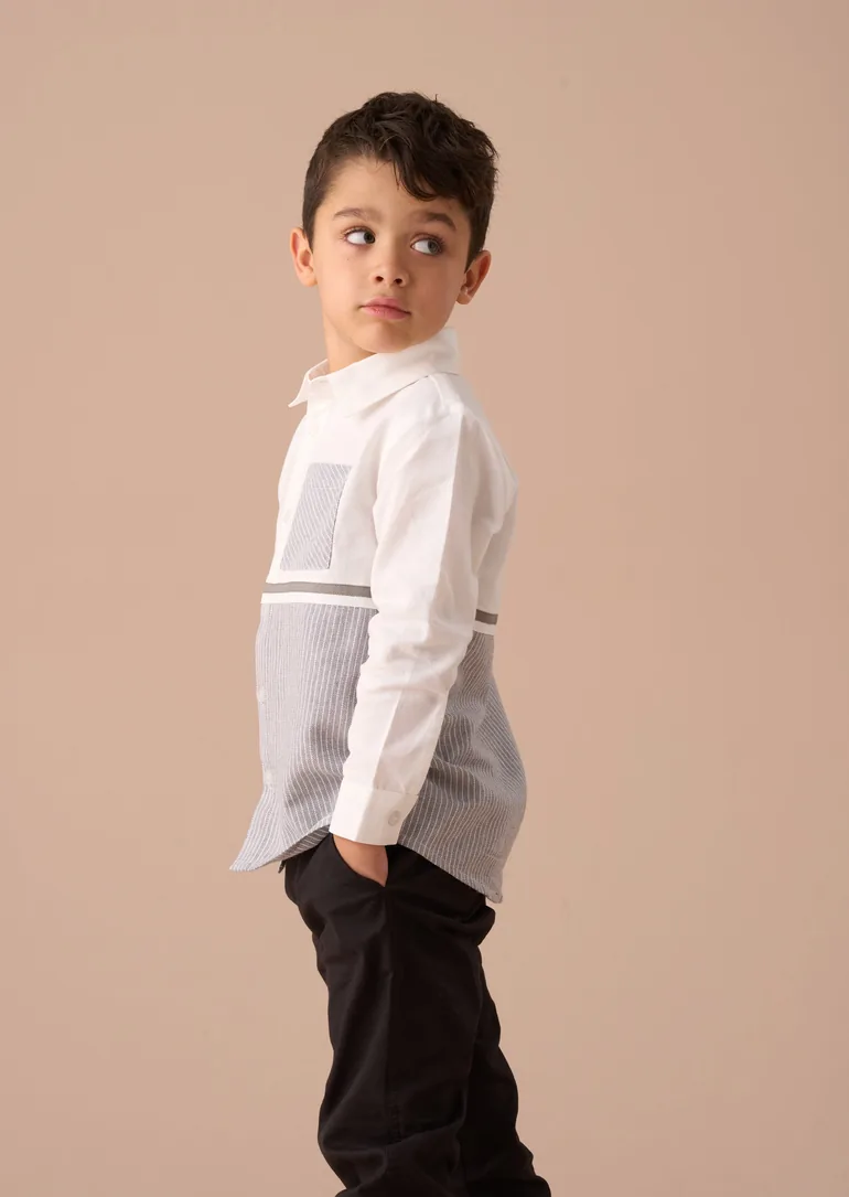 Hank Grey Textured Stripe Block Shirt - 3