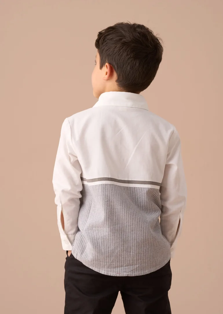 Hank Grey Textured Stripe Block Shirt - 1