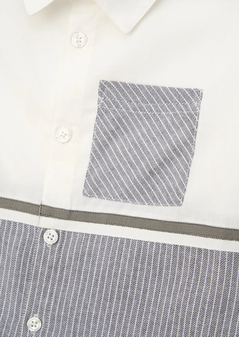 Hank Grey Textured Stripe Block Shirt - 6