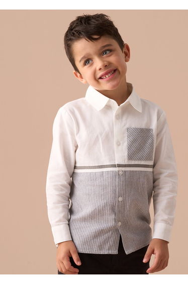 Hank Grey Textured Stripe Block Shirt