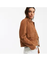 Short Suede Jacket with Press Studs - 1