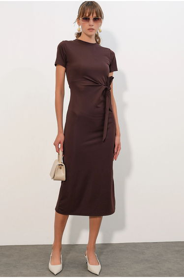 BDART Fitted Midi Jersey Dress With Tie Detail
