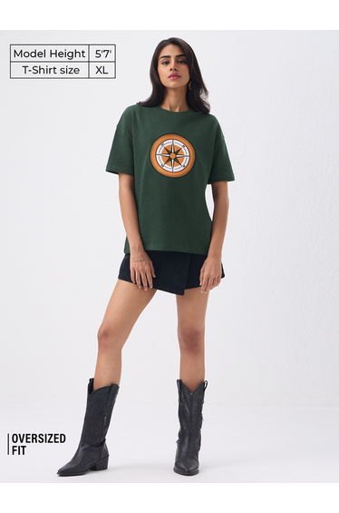 Dark Green Compass Oversized T-Shirt