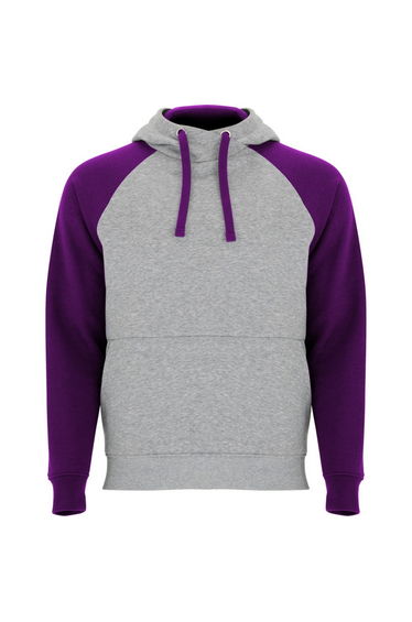 Roly Childrens/Kids Badet Two Tone Drawstring Hoodie - Heather Grey/Purple