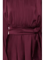 Brown Skirt Tiered Satin Woven Evening Dress/Night Dress - 4