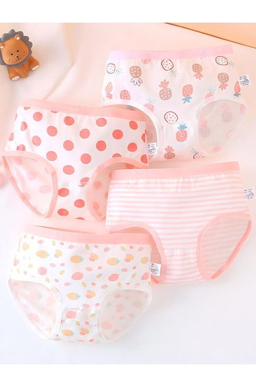 Pack of 4 - Girls Printed Briefs