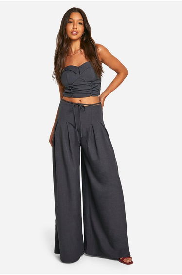 Ruched Cup Detail Bandeau - grey marl