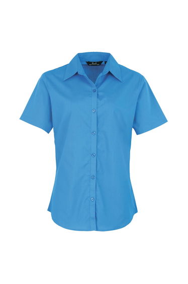 Premier Short Sleeve Poplin Blouse / Plain Work Shirt - Sapphire