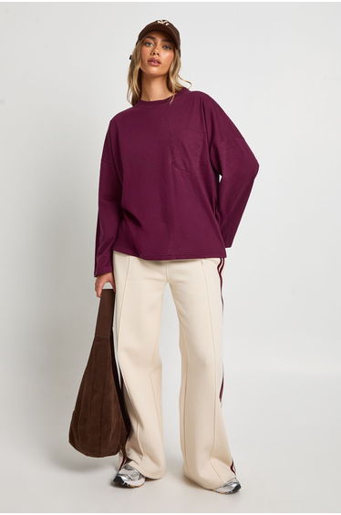 Cotton Pocket Front Long Sleeve Top - fig
